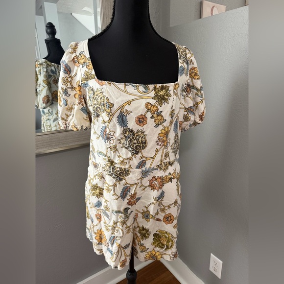 Calypso St. Barth Pants - Calypso St. Barth linen blend tropical floral resort romper size 10